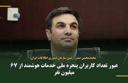 عبور تعداد کاربران پنجره ملی خدمات هوشمند از 67 میلیون نفر